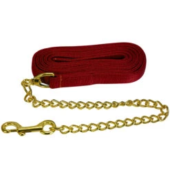 Jacks Lead Flat Nylon With 24 Inch Solid Brass Chain 16 Jacks Lead Flat Nylon With 24 Inch Solid Brass Chain -Equestrian Equipment Store 1140 c1158
