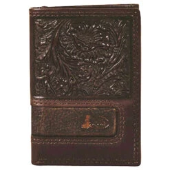 Justin Trifold Mens Tooled Leather Wallet