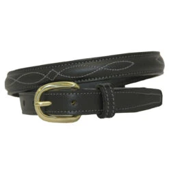 Raised Fancy Stitch .75 Inch Black Unisex Belt