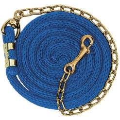 Weaver Leather Weaver Poly Lead With Brass Plated Chain - 8ft -Equestrian Equipment Store 35 2125 c1106