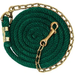 Weaver Leather Weaver Poly Lead With Brass Plated Chain - 8ft -Equestrian Equipment Store 35 2125 c1129