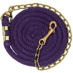 Weaver Leather Weaver Poly Lead With Brass Plated Chain - 8ft -Equestrian Equipment Store 35 2125 c1157