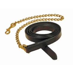 Leather Lead With 30 Inch Brass Chain -Equestrian Equipment Store 9611 c1109