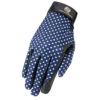 Heritage Performance Ladies Riding Glove - Navy Polka Dot